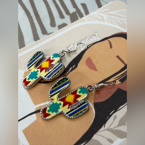 Colorful cactus earrings s925 - Picture 6 of 7